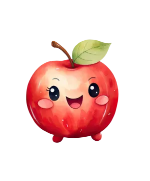 a red apple with a green leaf on top of it