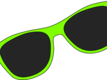 a pair of green sunglasses with black lenses
