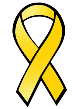 a yellow ribbon on a white background