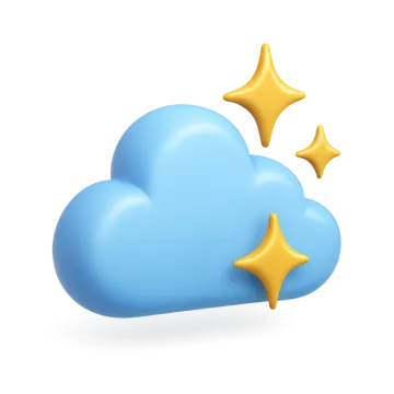 a blue cloud with two stars on top