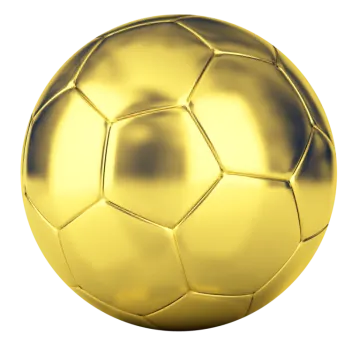 a golden soccer ball on a white background
