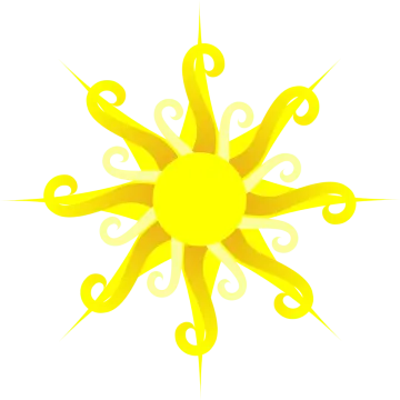 a yellow sun with swirls on it