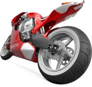 a red and white motorcycle on a white background