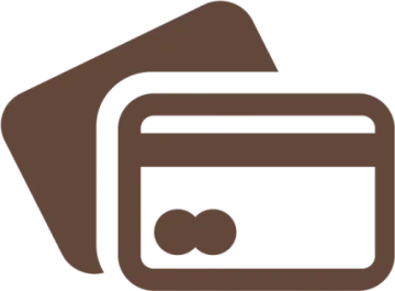 a brown credit card with a white background