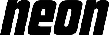 a black and white logo with the word neon