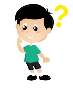 a boy with a question mark