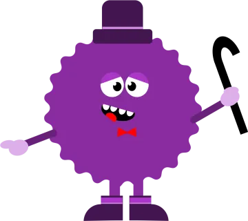 a purple cartoon character holding an umbrella