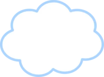 a white cloud with a blue outline