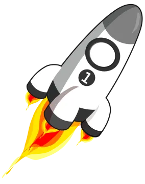 a cartoon rocket flying through the air