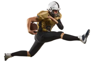 a football player is running with the ball