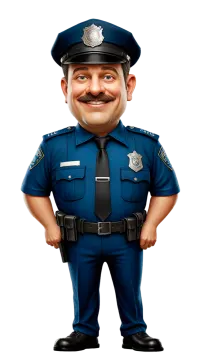 a cartoon character dressed as a police officer