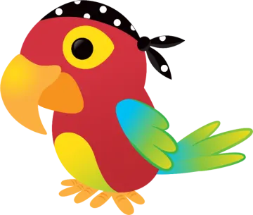 a colorful parrot with a pirate hat on its head