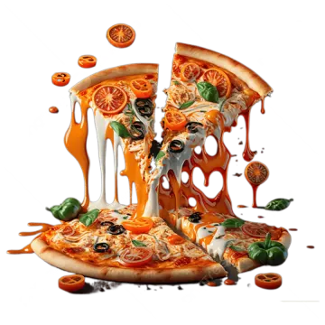 a slice of pizza with melted sauce on it