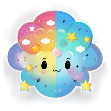a cartoon cloud with stars and clouds