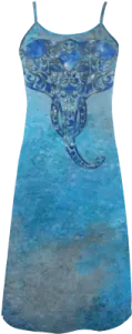 a blue dress with an elephant on it
