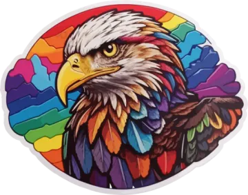 a sticker with an eagle on it's head