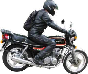 a man riding a motorcycle on a white background