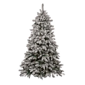 a white christmas tree with snow on it