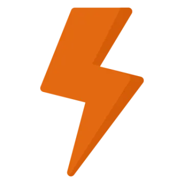 an orange lightning bolt on a white background