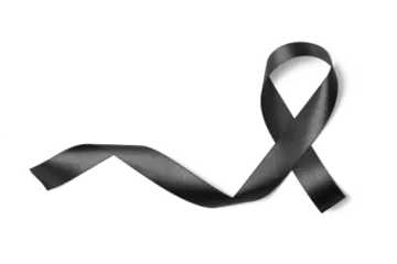 a black ribbon on a white background