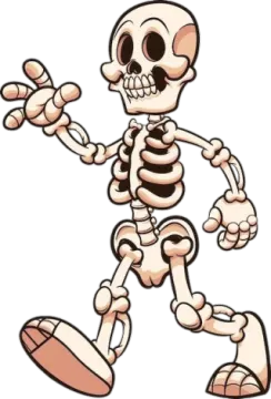 a cartoon skeleton running