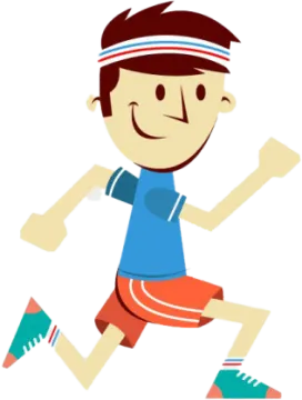 a cartoon boy running