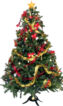 a christmas tree with red and gold decorations