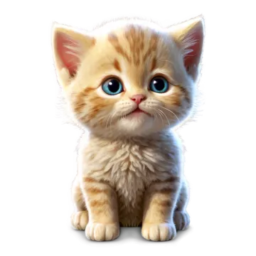 a small kitten sitting on top of a white surface