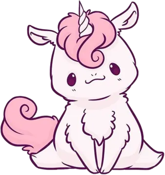 a white unicorn with pink hair sitting on the ground