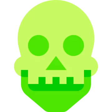 a skull with green eyes