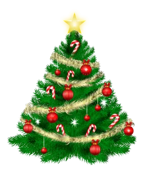 a christmas tree with red and white ornaments