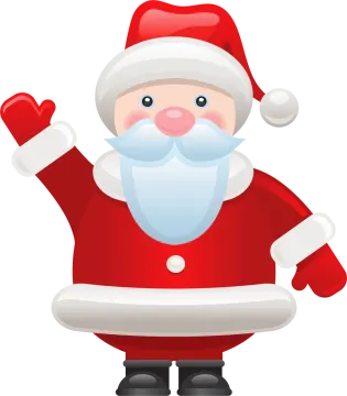 a cartoon santa claus with his hands up