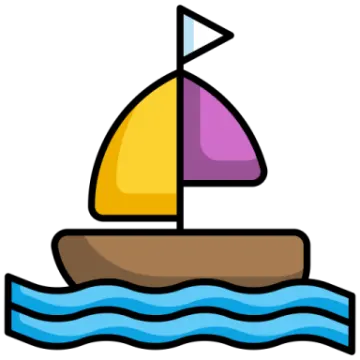 a boat with sails floating in the water