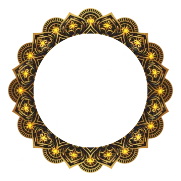 a gold and black circular frame on a white background