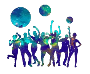 a group of people with their hands up in the air