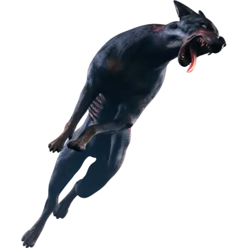 a dog jumping in the air with its mouth open