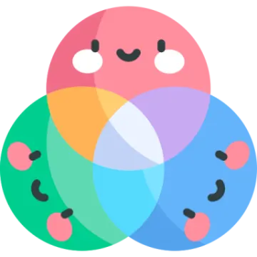 a group of four circles with different faces
