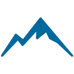 a blue mountain with a white background
