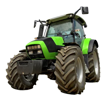 a green tractor on a white background
