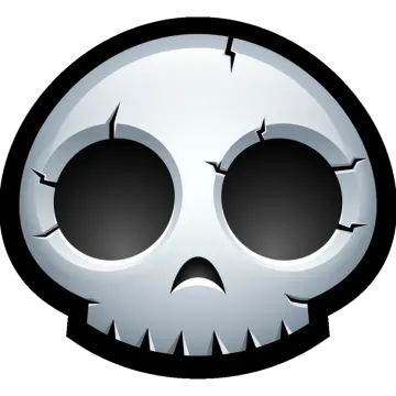 a white skull with black eyes