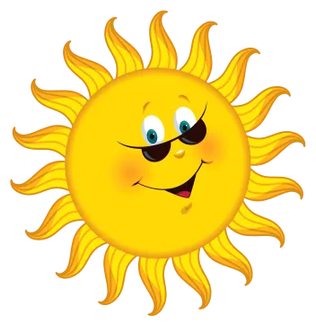 a cartoon sun with a big smile