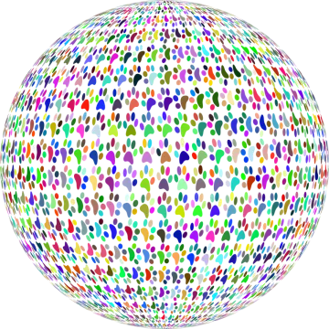 a sphere made up of different colored dots