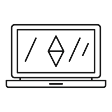 a laptop with an arrow on the screen