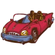 a red sports car with two people in it
