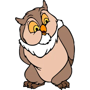 an owl with a white beard and brown eyes