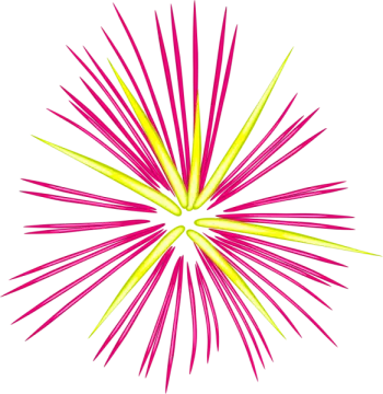 a pink and yellow star burst