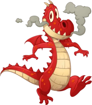 a red and yellow dragon with its mouth open