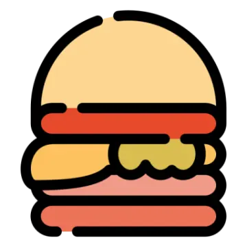 a hamburger with three layers of cheese and tomato slices