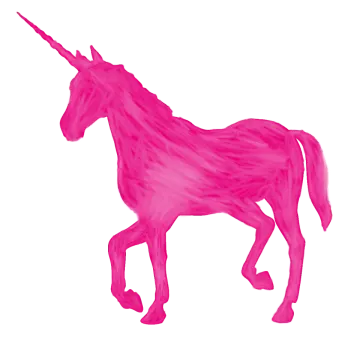 a pink unicorn on a white background