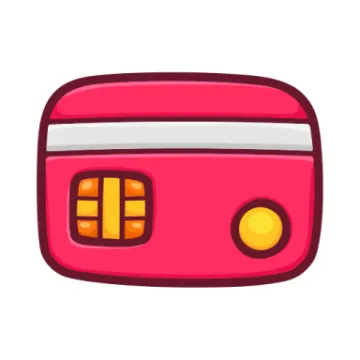 a pink wallet with two yellow buttons on it